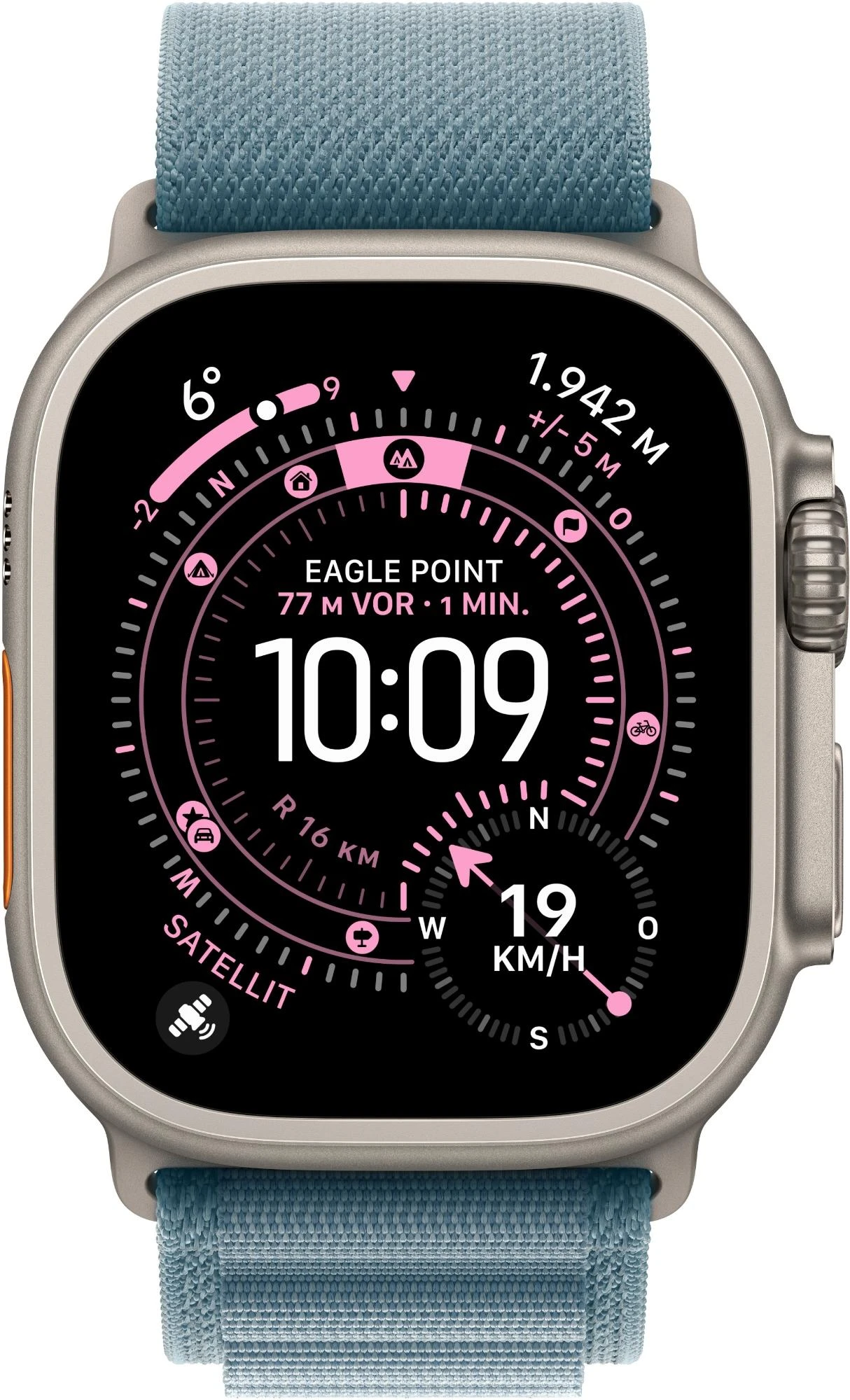 Apple Watch Ultra 3 Titan 49 mm GPS + Cellular (Alpine Loop Hellblau Large) Natur